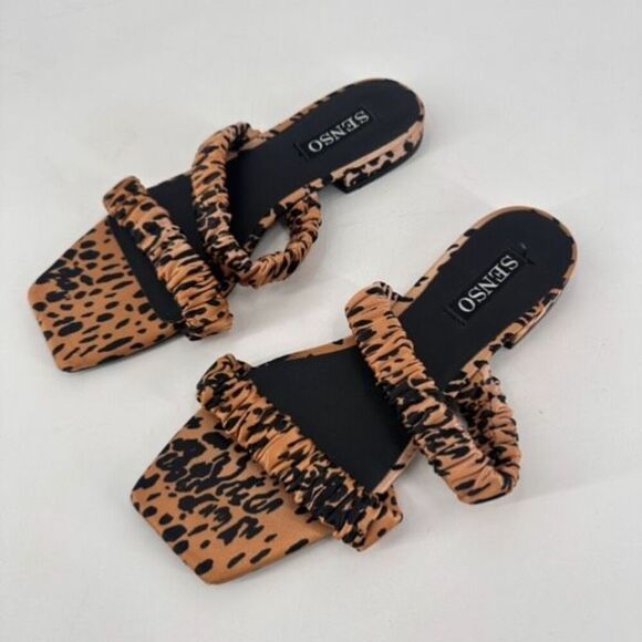Senso Harley II Leopard Satin Slides size 7 Square Toe Animal Jungle Size 37 - Picture 3 of 10